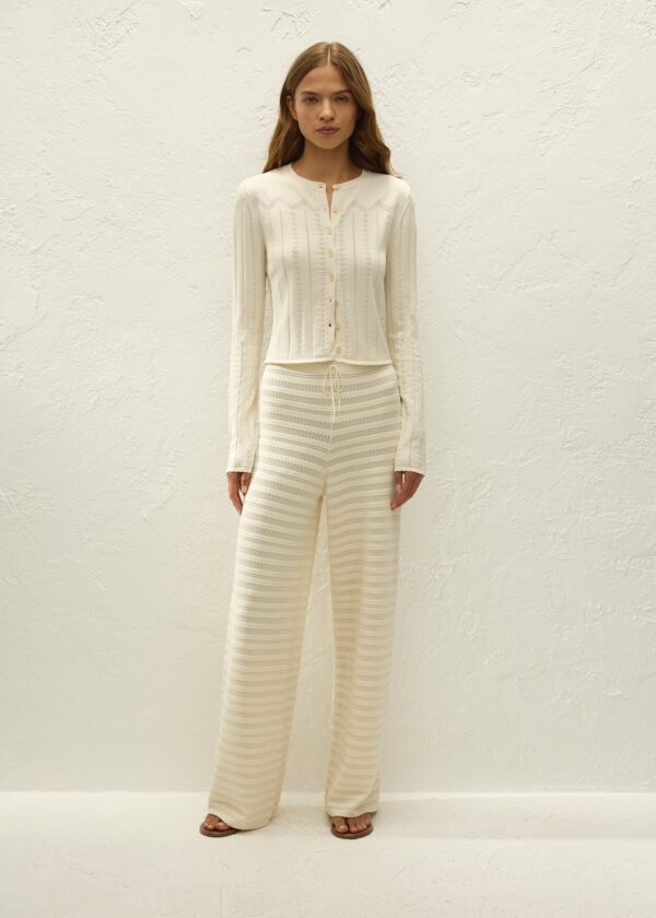 Tanya Pant Ida Pointelle Vintage White